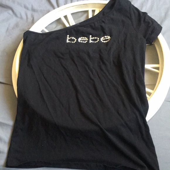 bebe Tops - BEBE Diamond Embellished One Shoulder T-Shirt